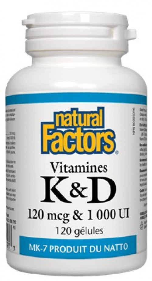 Vitamins K&D 120mcg & 1000IU (60 Caps)